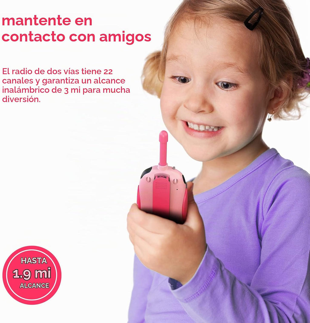 Walkie Talkies para niños recargables, paquete de 3, walkie talkies de largo alcance, radio de 22 canales y 2 vías, juguete de cumpleaños para niños de 3 a 12 años, niños y niñas, para