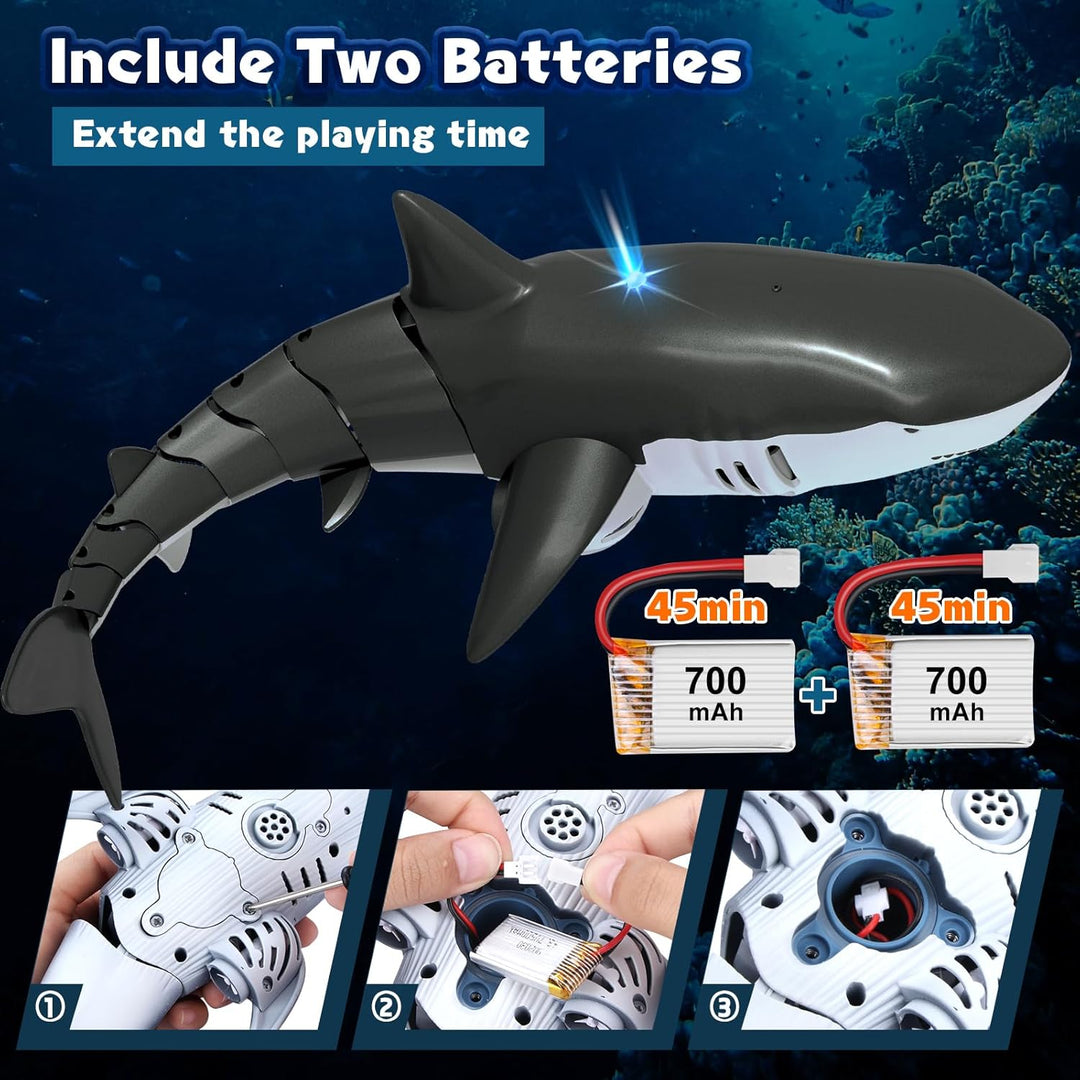 Playtigo Juguetes de piscina de tiburón con control remoto de 2.4 G...