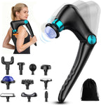 Pistola de masaje plegable de calor y frío, 9 velocidades, 10 cabezales, masajeadores de percusión de mano, inalámbrico, portátil, eléctrico, para aliviar el dolor muscular, regalos para hombres, mujeres y papá