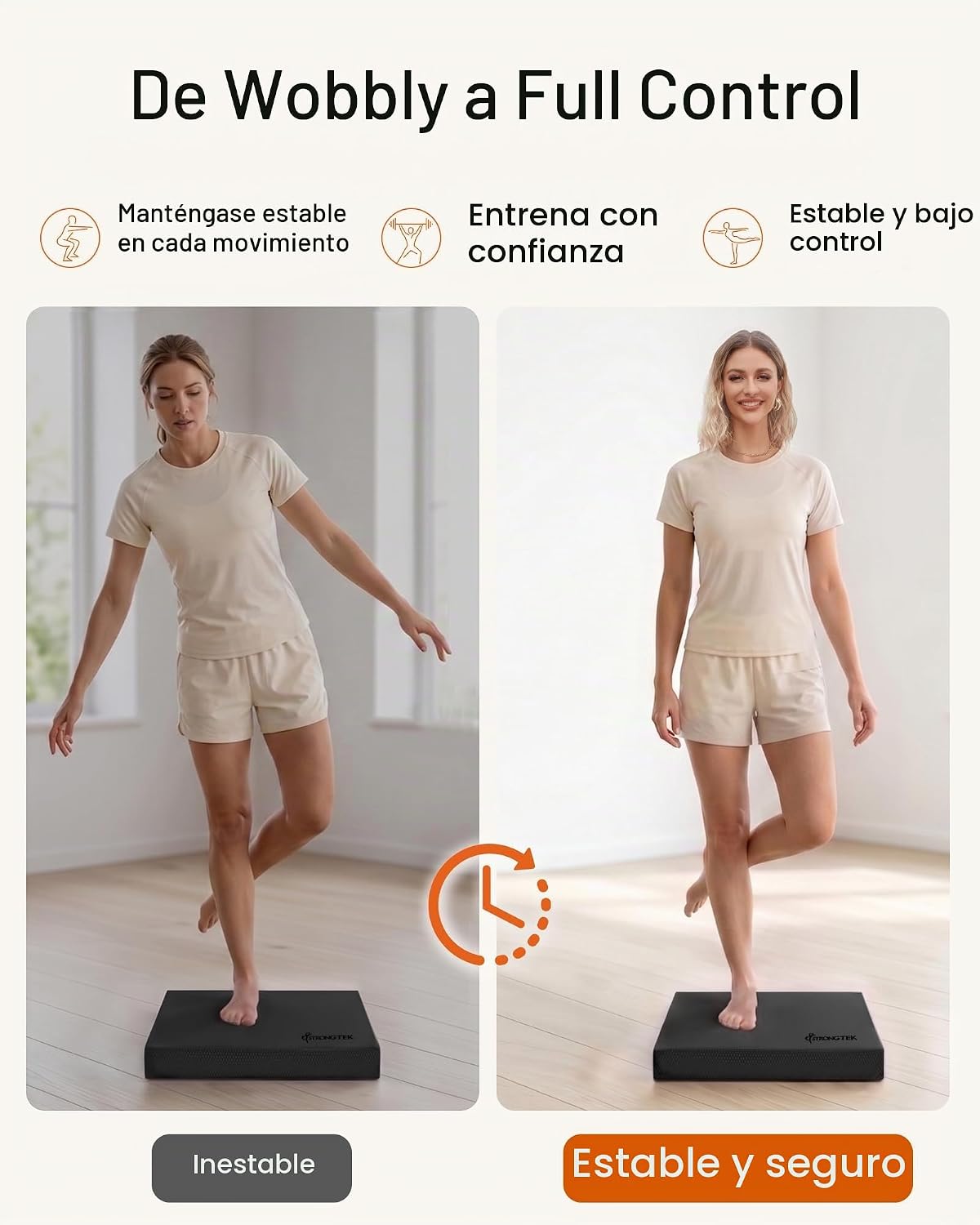 StrongTek Almohadilla de equilibrio profesional de espuma para ejercicios, 15.8 x 13 x 2 pulgadas, rodillera de espuma TPE de alta densidad, antideslizante y resistente al agua, para entrenamiento de