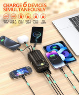 QiSa Cargador solar de 40000 mAh, 4 cables integrados y manivela, c...
