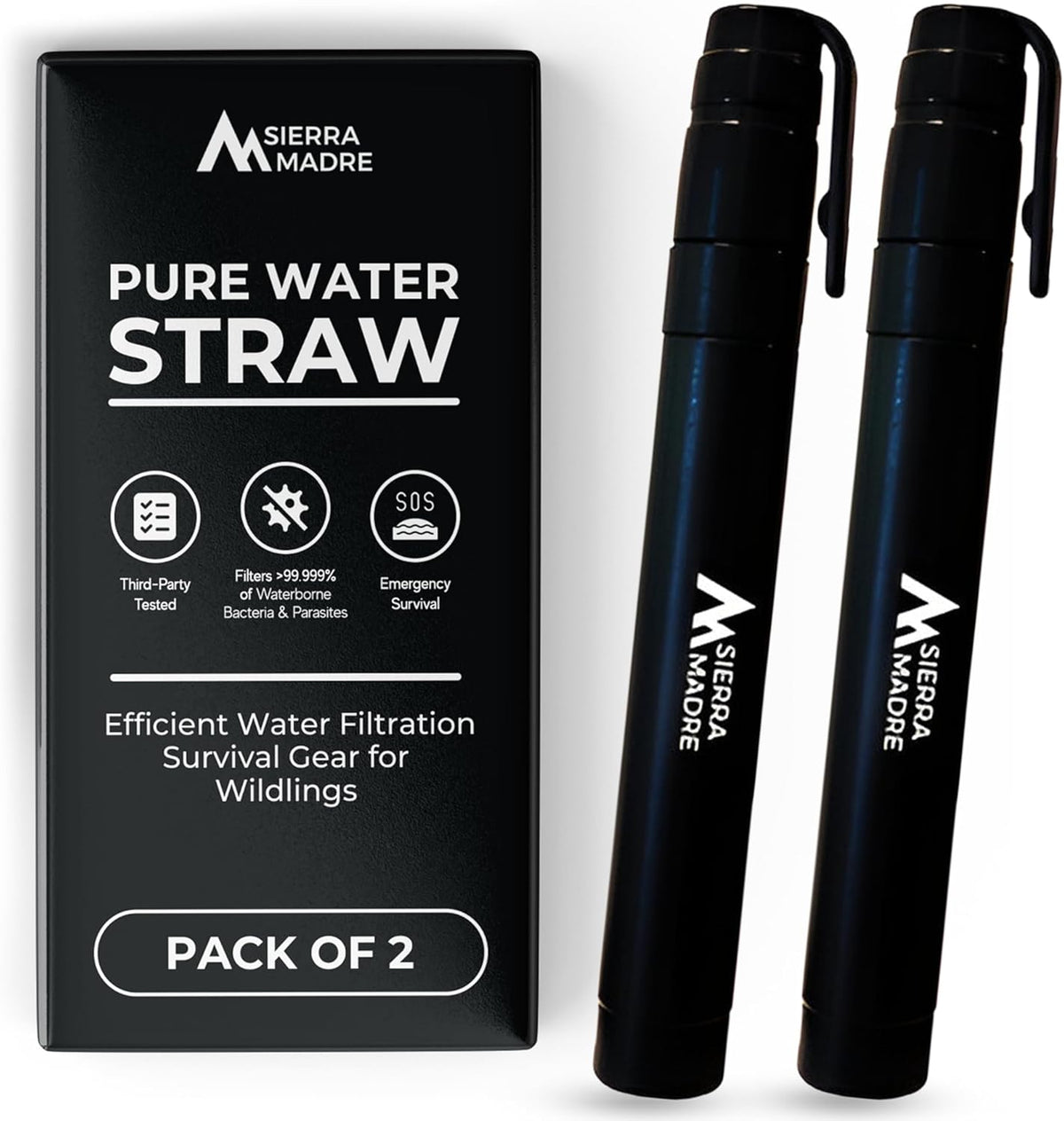 Sierra Madre Caña de agua pura – Filtro de purificación de agua de 264 galones para mochileros, camping, senderismo, viajes - Perfecto para equipo y suministros de preparación y supervivencia