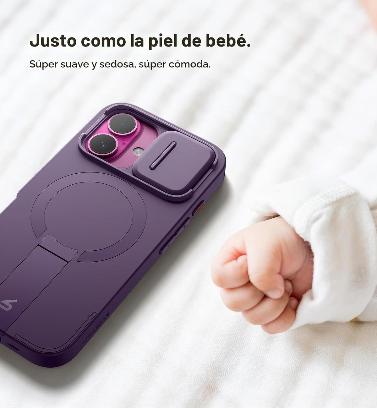 SURITCH Funda para iPhone 16 con cubierta magnética para cámara deslizante y soporte ajustable, compatible con MagSafe, funda con parachoques a prueba de golpes, cubierta protectora delgada de 6.1