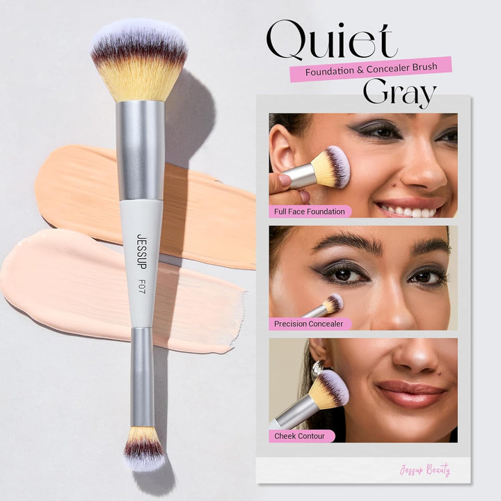 Jessup Juego de 3 brochas de maquillaje facial de doble cara para b...