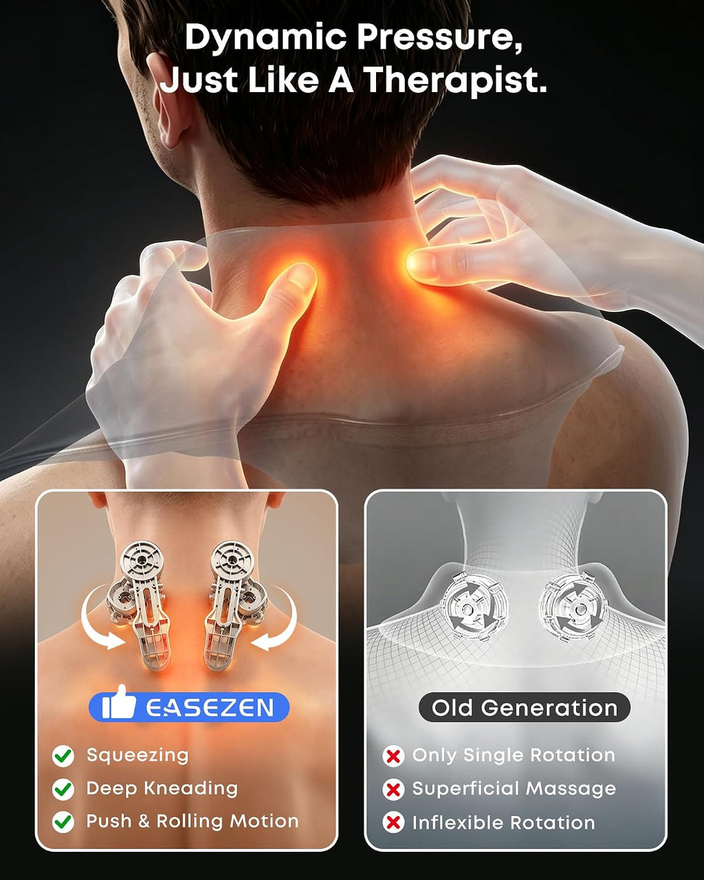 Masajeador de cuello inalámbrico con calor para aliviar el dolor de