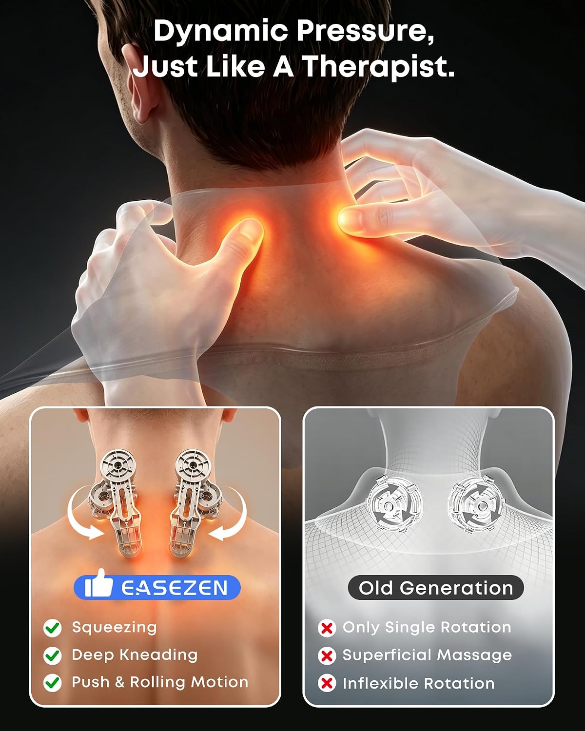 Masajeador de cuello inalámbrico con calor para aliviar el dolor de