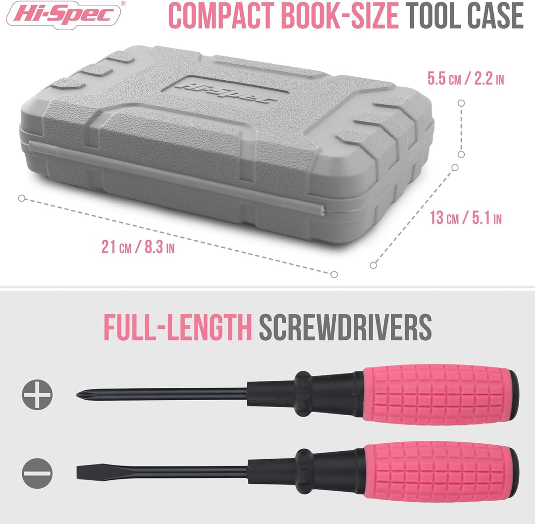 Hi-Spec Mini kit de herramientas: caja de herramientas básica rosa...