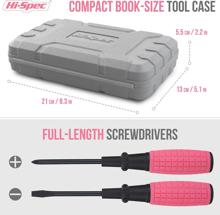 Hi-Spec Mini kit de herramientas: caja de herramientas básica rosa...