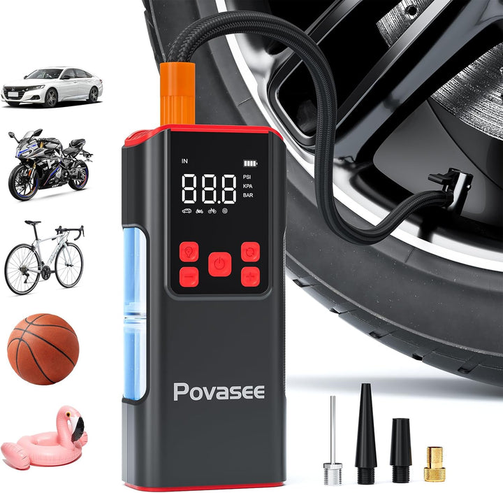 Inflador de Neumáticos Compresor de Aire Portátil Povasee 150PSI Bo...