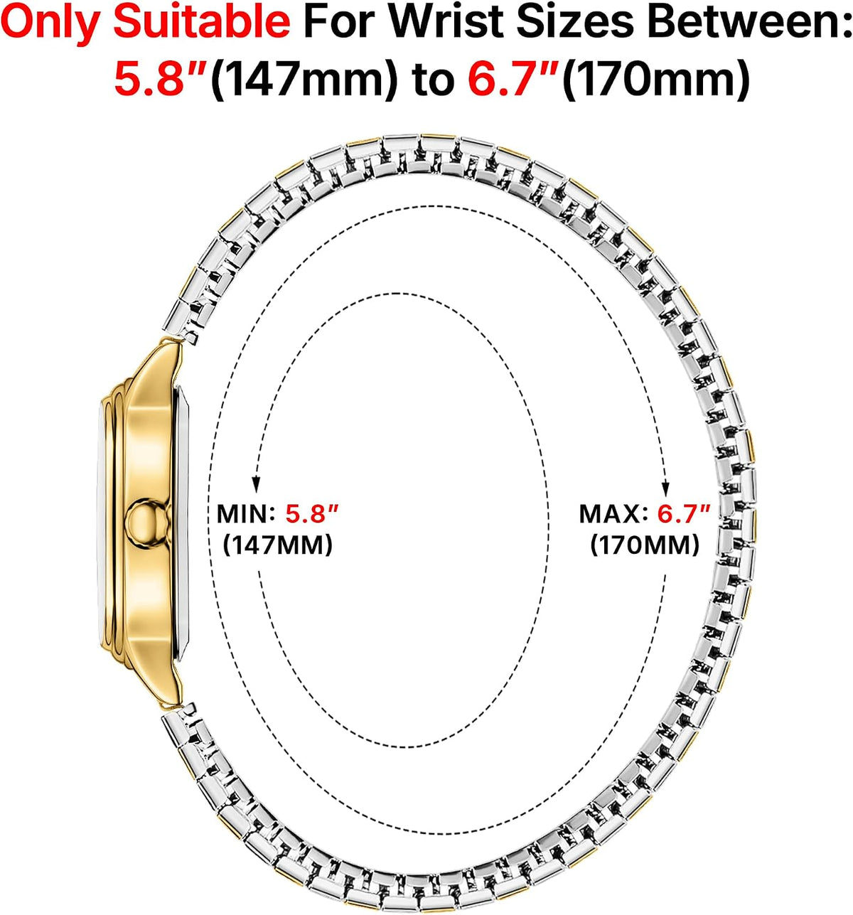 Relojes pequeños de oro para mujer, reloj analógico de esfera fácil de leer, caja ovalada, banda de expansión de acero inoxidable, reloj impermeable
