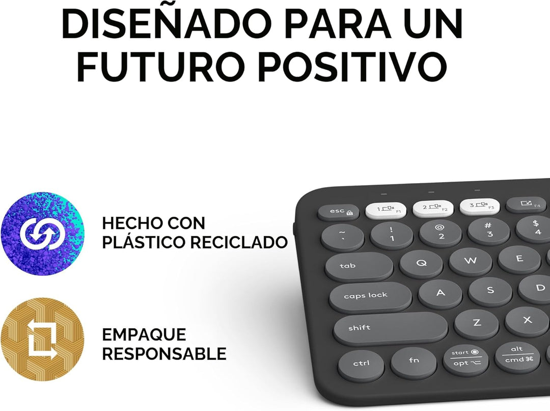 Logitech Pebble Keys 2 K380s, teclado inalámbrico Bluetooth multidi...