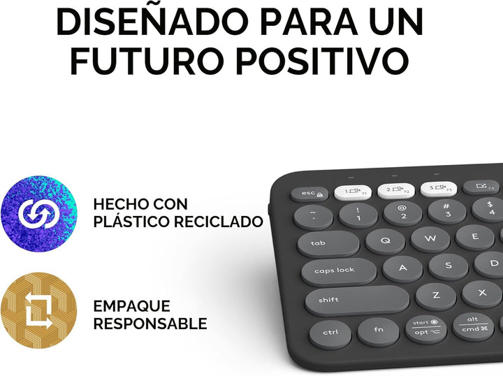 Logitech Pebble Keys 2 K380s, teclado inalámbrico Bluetooth multidi...