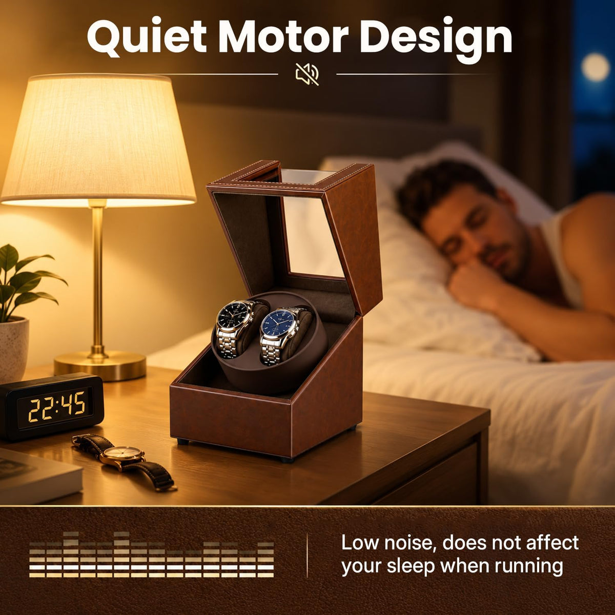 Mcbazel Bobinador de Reloj para Relojes Automáticos, Caja de Bobinador Automático Doble con Motor Silencioso Fabricado en Japón, Caja de Almacenamiento y Visualización Automática de Reloj de Muñeca