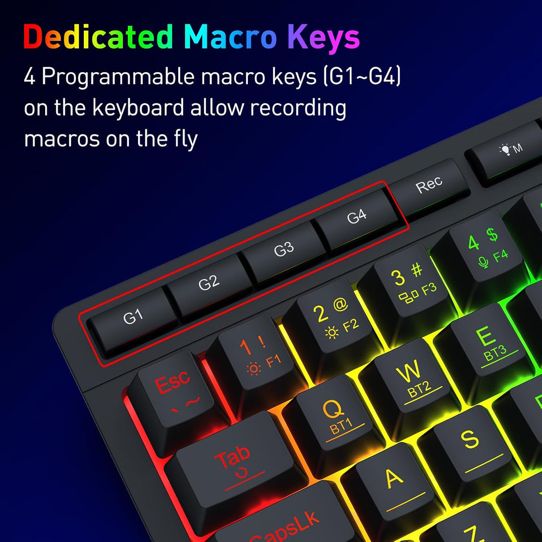 Redragon K522 PRO - Teclado inalámbrico de membrana RGB 60% para ju...