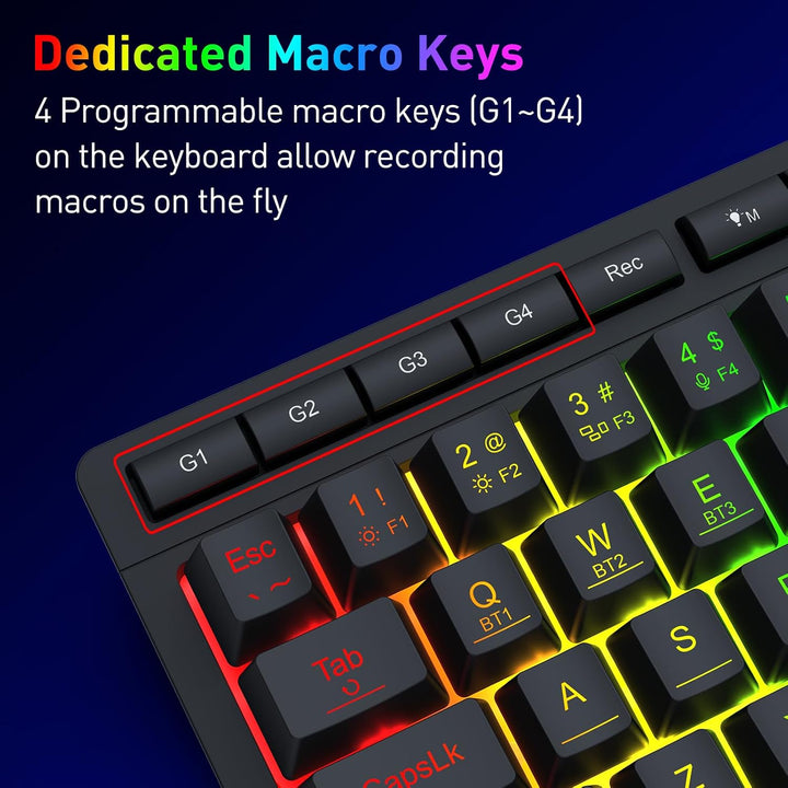 Redragon K522 PRO - Teclado inalámbrico de membrana RGB 60% para ju...