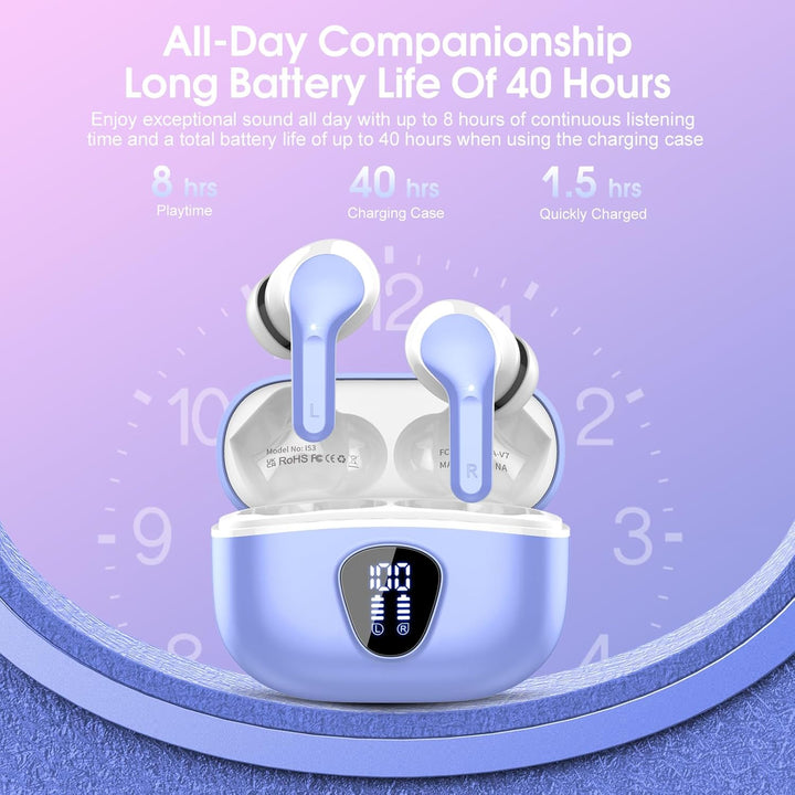 Auriculares inalámbricos, Bluetooth 5.4, estéreo de alta fidelidad,...