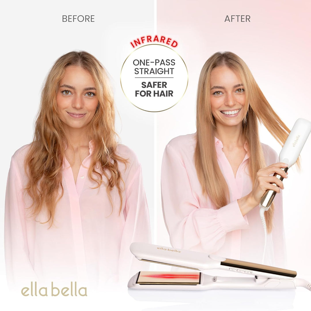 ELLA BELLA® Plancha plana de titanio para alisar el cabello (con in...