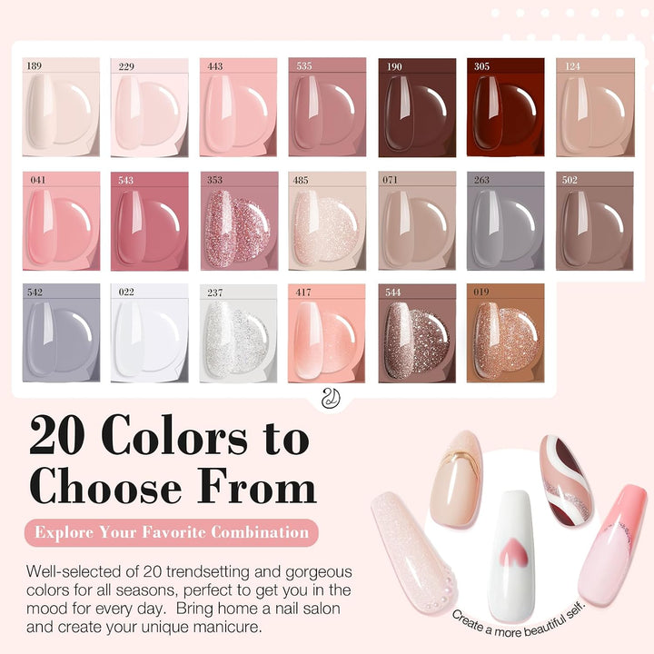 AZUREBEAUTY Kit de 31 piezas de polvo de inmersión para uñas, 20 co...