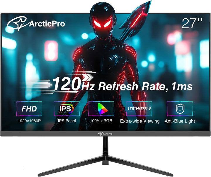 ArcticPro Monitor de 27 pulgadas 120Hz, monitor de computadora FHD,...