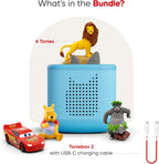 Toniebox 2 Audio Player Disney Bundle para Kids 3+ con Lightning McQueen, Simba, Winnie Pooh, y Baloo - Sky Blue