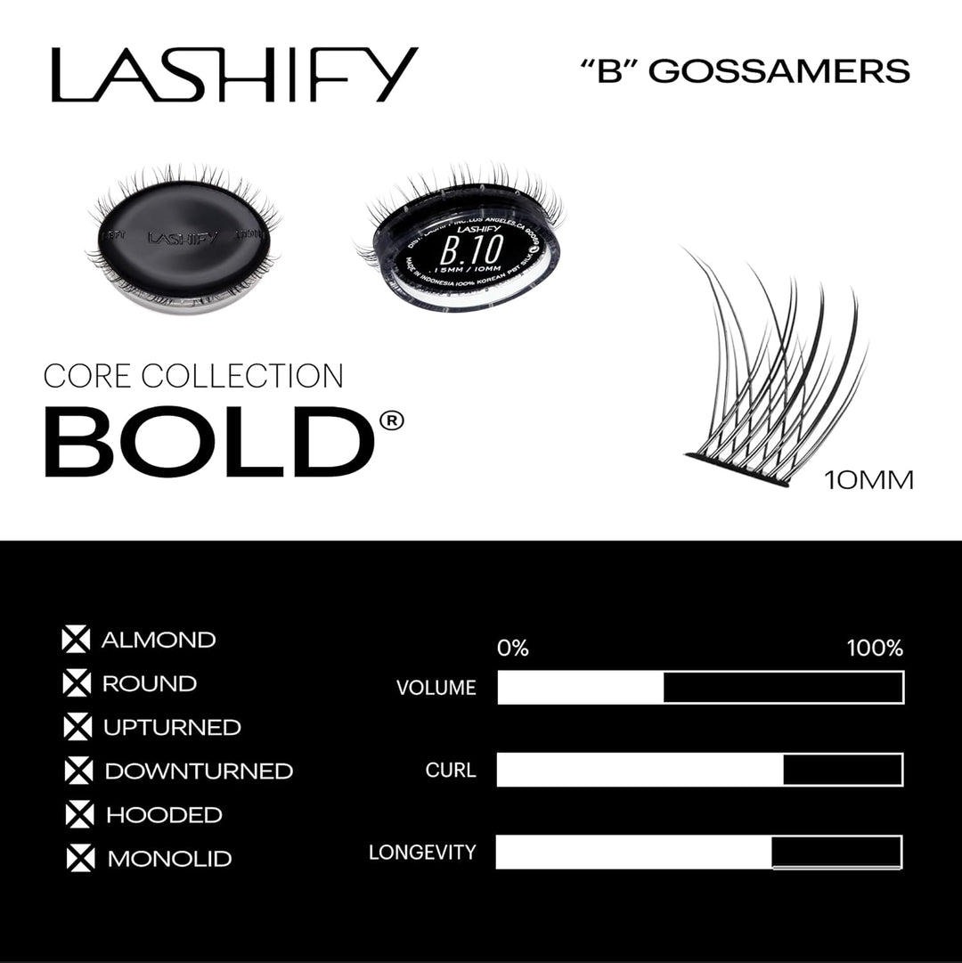 Lashify Recambio de extensiones de pestañas Gossamer de 0.394 pulga...