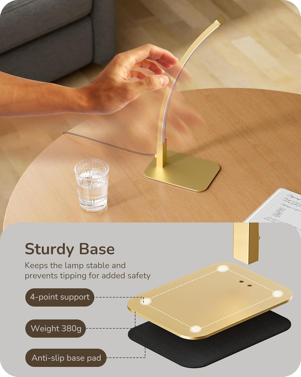 Lámpara EDISHINE Lámparas de mesa LED curvadas para sala de estar, lámpara de noche