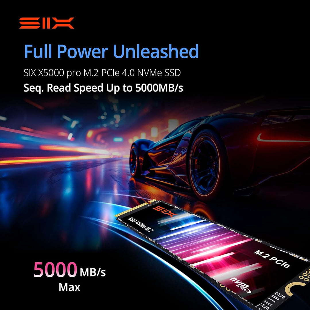 SIX NVME X5000 PRO M.2 SSD PCIe 4.0-1TB m.2 2280 ssd, lectura hasta...