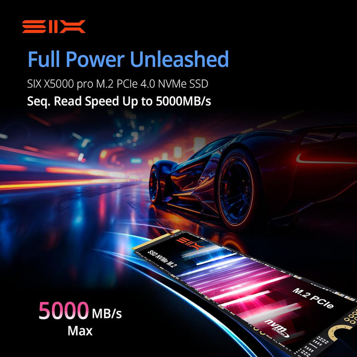 SIX NVME X5000 PRO M.2 SSD PCIe 4.0-1TB m.2 2280 ssd, lectura hasta...