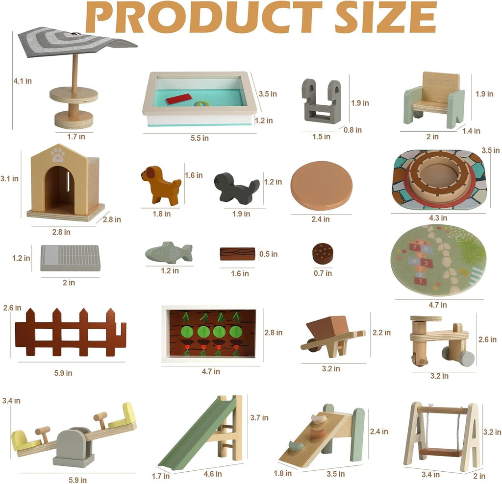Juego de 26 piezas de muebles de madera para casa de muñecas