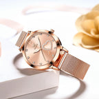 OLEVS Relojes para Mujer Elegante Rosado Oro Cadenita pequeña Pulsera de dama Reloj