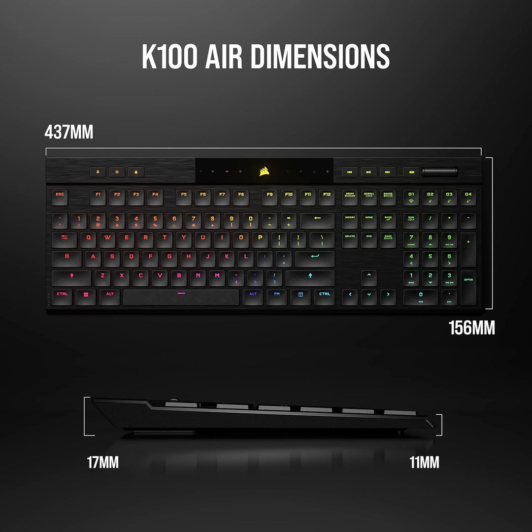 Corsair K100 AIR - Teclado mecánico para juegos inalámbrico RGB - U...