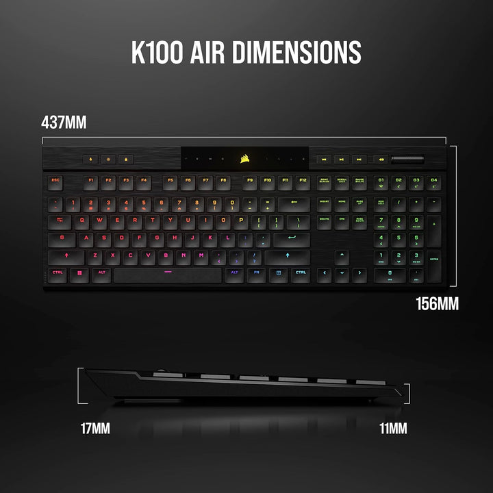 Corsair K100 AIR - Teclado mecánico para juegos inalámbrico RGB - U...
