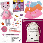 qollorette Kit de costura de fieltro para niños, haz tu propio juguete de gatito, kit de manualidades para niños - Kit de costura Haz un amigo - Kit de costura para principiantes para niños, aprende a