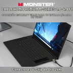 Monster Cable HDMI 2.0 de alta calidad certificado Serie M, 22.5 Gbps, 4K UHD 60Hz, blindaje de triple capa, chaqueta Duraflex, cable HDMI para TV, monitor, juegos, PC, 4.9 pies