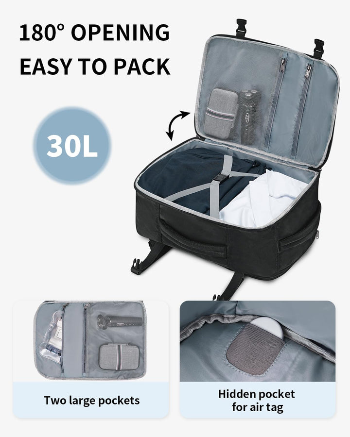 ECOHUB Mochila de viaje Mochila de mano, Negro-2, Mochilas de viaje