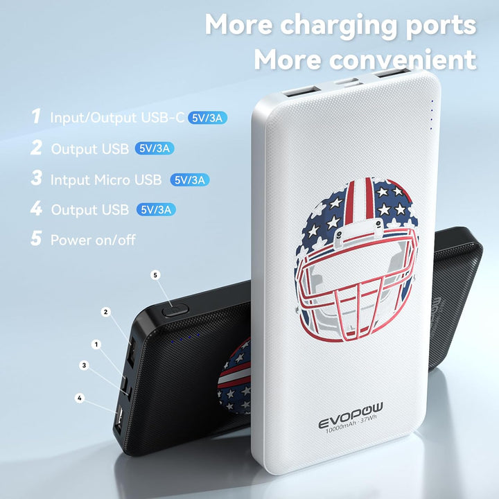 Evopow Paquete de 2 cargadores portátiles de 10000 mAh, banco de en...