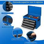 Goplus Caja de herramientas, gabinete rodante de 5 cajones con caja de herramientas superior desmontable, ruedas con cerradura, barra de bloqueo, forro protector y estante para herramientas, carro de