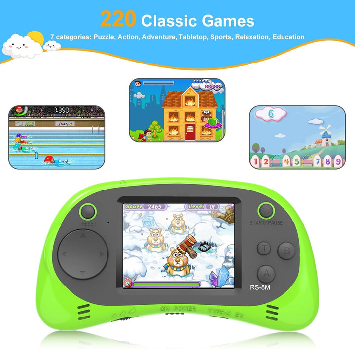 EASEGMER Reproductor de juegos de mano para niños, 220 juegos integ...