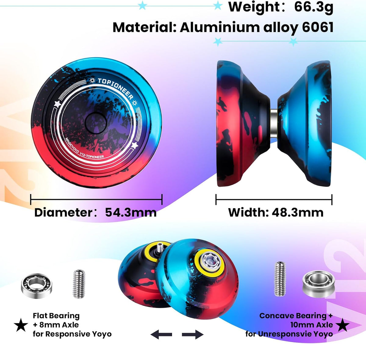 MAGICYOYO V12 Finger Spin Yoyo, Pro Responsive Yo-yo para Kids 8-12 o superior