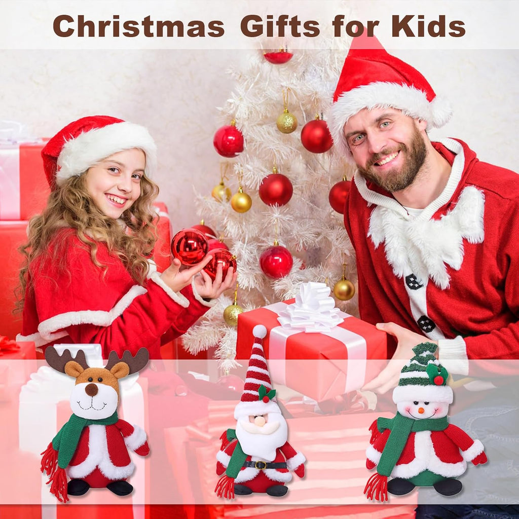 Tanganan Juguetes de peluche de Navidad, paquete de 3 juguetes de peluche de Navidad, Papá Noel, muñeco de nieve, alce, juguetes de peluche para niños y niñas, decoración de Navidad para el hogar y la oficina