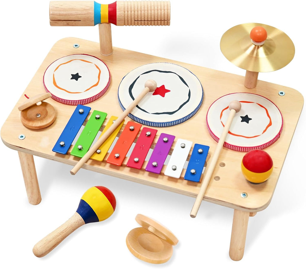 Juego de batería para bebé 9 en 1, juego de batería de bajo ruido