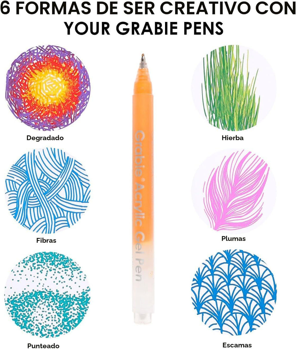 Grabie Juego de bolígrafos acrílicos de gel para colorear con libro