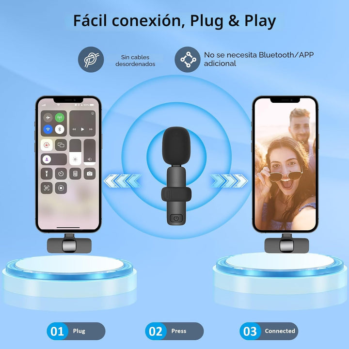 MAYBESTA Micrófono de solapa inalámbrico Lavalier para iPhone y And...