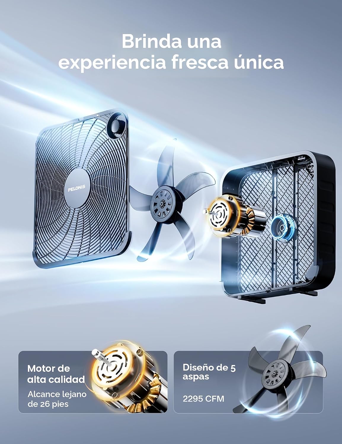 PELONIS Ventilador de caja de 3 velocidades de 20 pulgadas para dor...