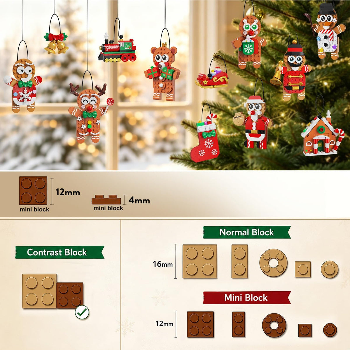 INSOON Calendario de Adviento 2026 Juego de adornos navideños de pan de