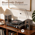Seasonlife® Tocadiscos inalámbrico de entrada y salida, reproductor de vinilo de alta fidelidad con contrapeso ajustable y antideslizante, preamplificador de teléfono integrado, cartucho AT-3600L para