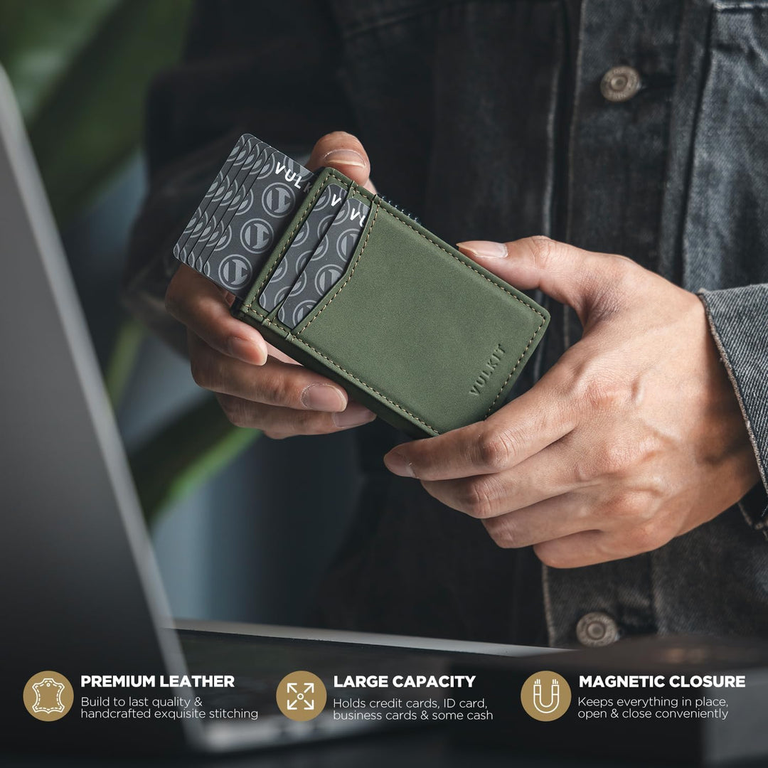 VULKIT - Billeteras delgadas para hombres; cartera desplegable con...