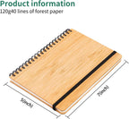 4 paquetes de cuadernos de bambú forrados, diario de madera, 5 x 7