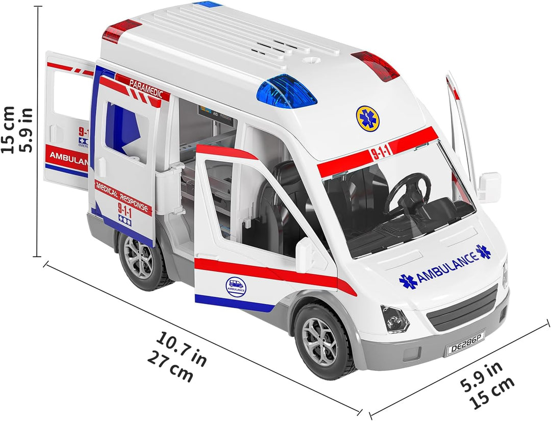 TEMI Juguete de ambulancia para niños de 3 4 5 6 7 8 años