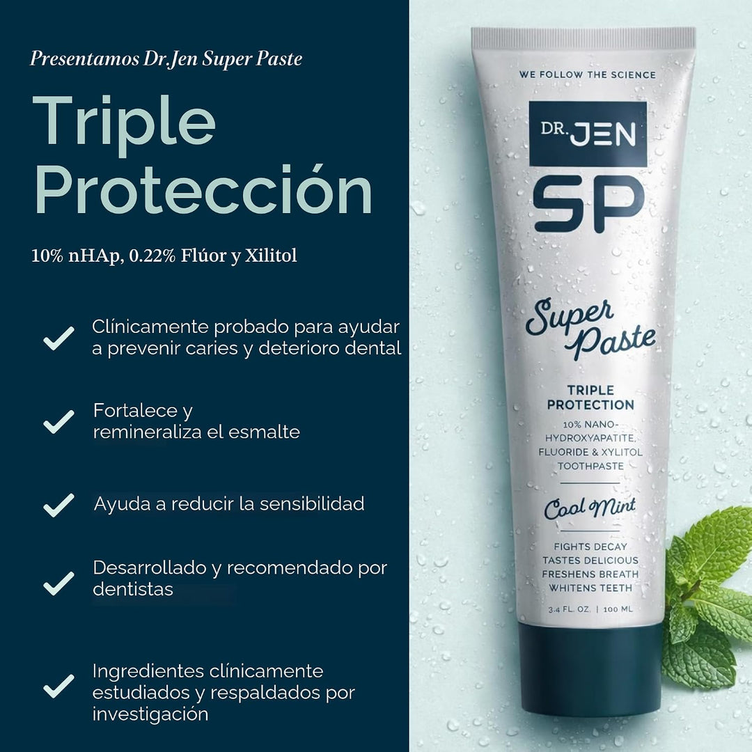 Dr. Jen Super Pasta de dientes, 10% Nano Hidroxiapatita, diseñada p...